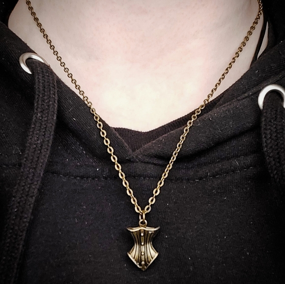 Handmade 10 in. Elegant Bronze Steampunk Corset Necklace - Picture 5 of 5
